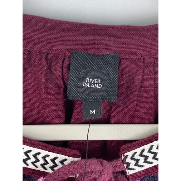 River Island Cardigan Embroidered Purple Womens Size Medium Tassel Cotton Boho - Picture 12 of 12